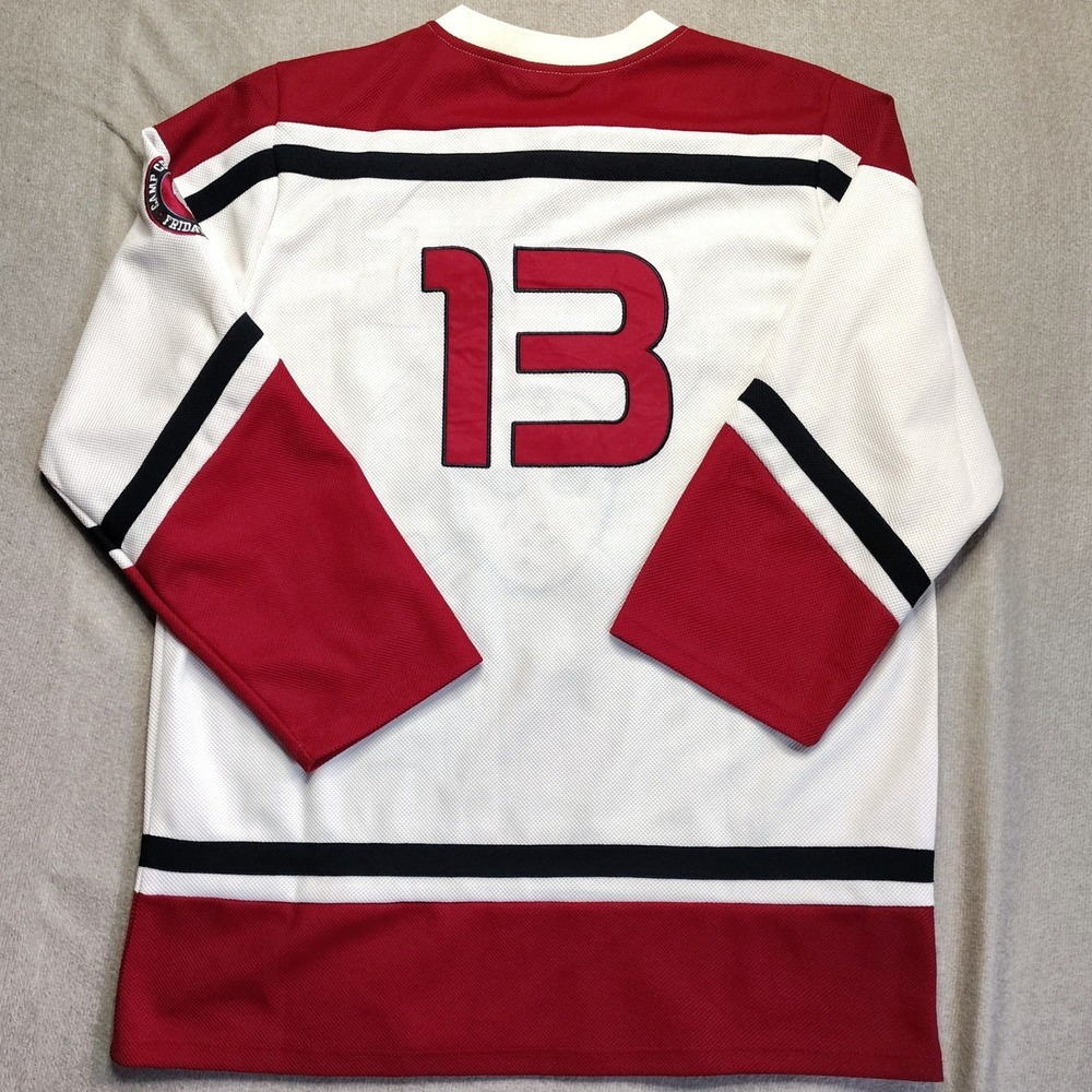 BoxLunch Friday the 13th Hockey Jersey Mens Large White Red Horror Jason #13 - Picture 5 of 8